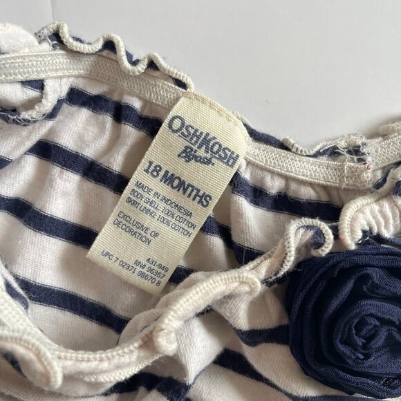 Oshkosh Mixed Print Floral & Stripes Dress - Size 18 Months - Picture 2 of 4